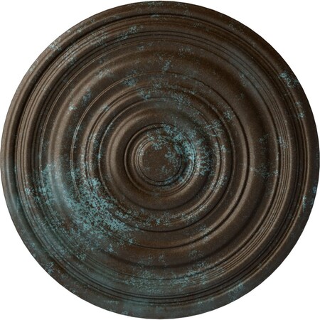 Ekena Millwork Carton Ceiling Medallion (For Canopies up to 2 5/8"), 12 5/8"OD x 1"P, Bronze Blue Patina CM13CABBS